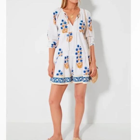 Tuckernuck SZ Blockprints Cornflower Blue Poppy Print Joci Dress - Picture 1 of 10
